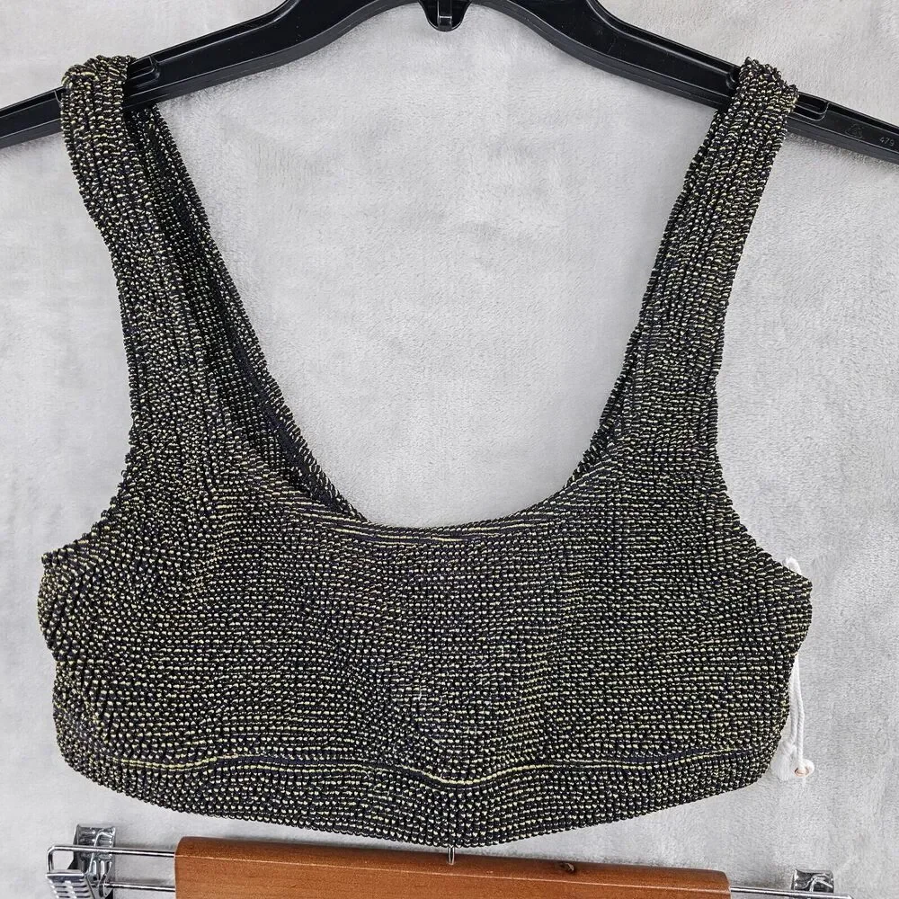 Good American Womens swimsuit Bikini 2 Piece Black &Gold Size 1/2‎